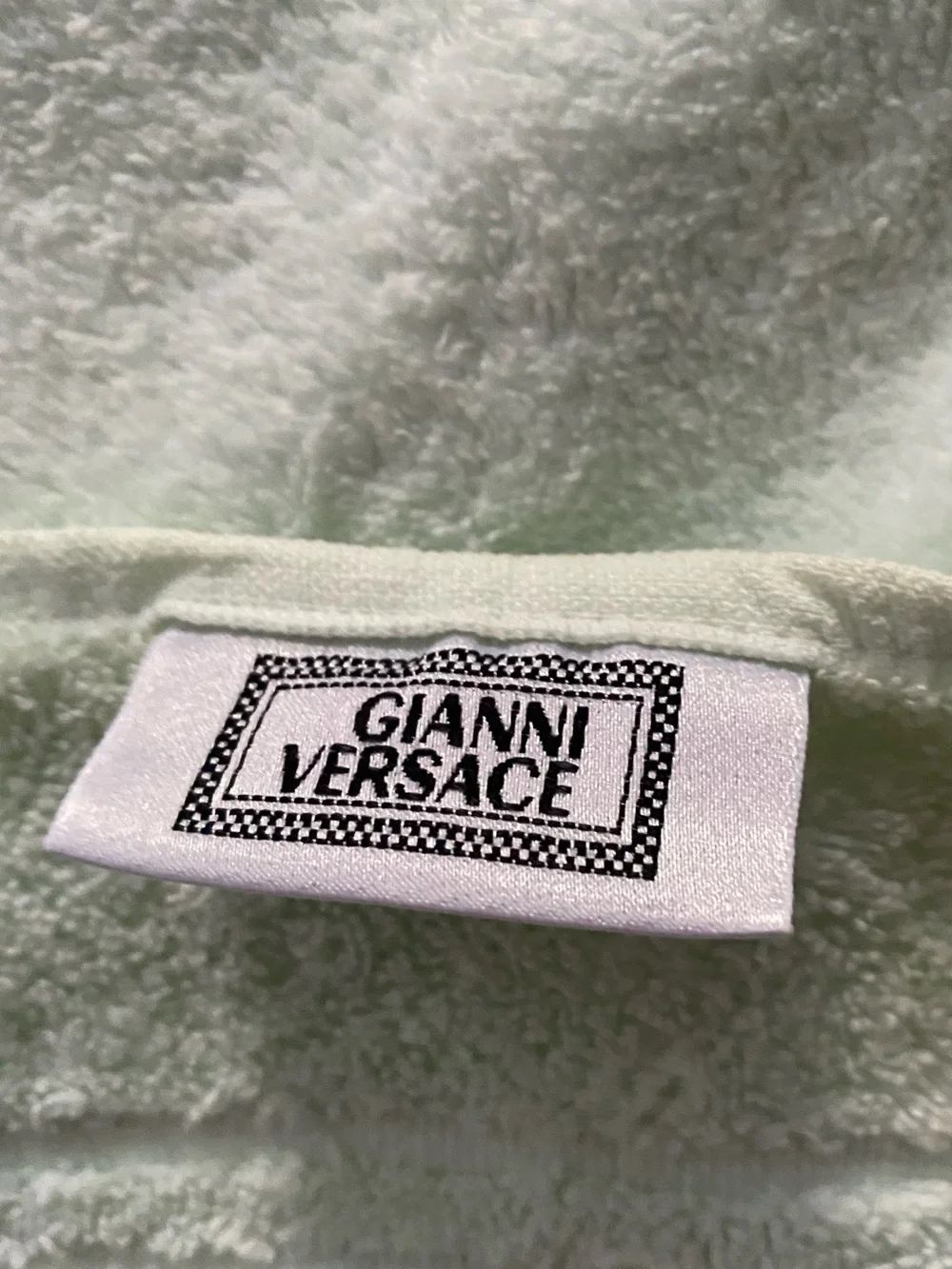 GIANNI VERSACE 2 VINTAGE TERRI TOWELS, LIGHT SEA FOAM COLOR, 41x21 and 21x16